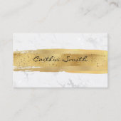 Goldener Pinselstrich Silberner weißer Foil-Marmor Visitenkarte (Vorderseite)