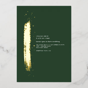 Goldener Pinselstrich Smaragd Minimalistische Hoch Folieneinladung