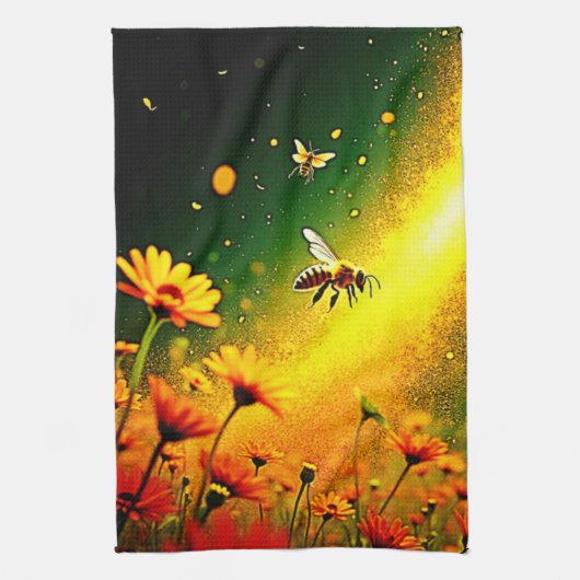 Goldener Pollen für Bienen Joy Design Geschirrtuch (Vertikal)