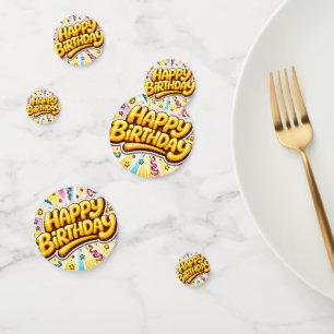 Goldener Pop Geburtstag — Bubble-Letter-Feier🎉 Konfetti