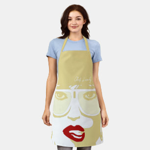 Goldener Pop Hübsche Sonnenbrille Rote Lippen Schürze