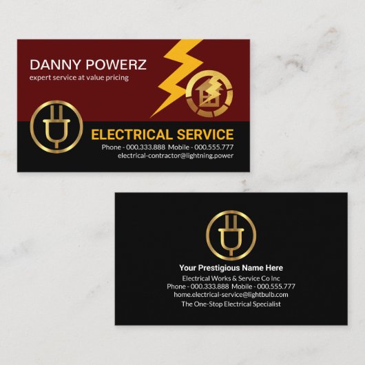 Goldener Power-Blitzschlag Visitenkarte (Vorne/Hinten)