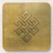 Goldener prägeartiger endloser Knoten Getränkeuntersetzer (Vorderseite)