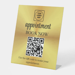 Goldener QR-Code-Terminbuchungsdisplay-Sockel Sockelschild
