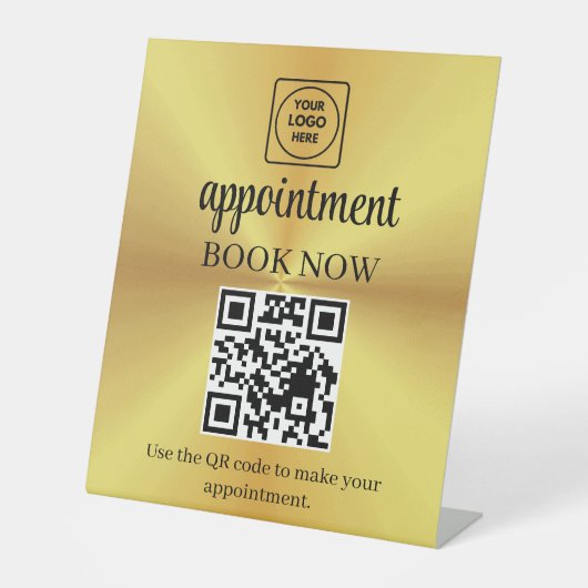 Goldener QR-Code-Terminbuchungsdisplay-Sockel Sockelschild (Vorderseite)