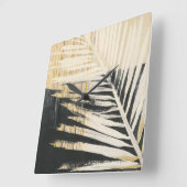 Goldener Raffiabast - Palmwedel Quadratische Wanduhr (Winkel)