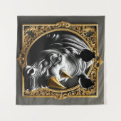 Goldener Rahmen aus schwarzem Nashorn Wandteppich (Vorderseite (Horizontal))