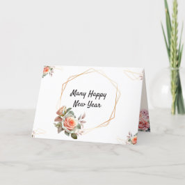 Goldener Rahmen, elegante, florentafelte Neujahrsk Dankeskarte