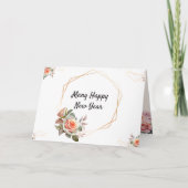 Goldener Rahmen, elegante, florentafelte Neujahrsk Dankeskarte (Vorderseite)