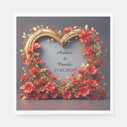 Goldener Rahmen für Hochzeiten Serviette (Vorderseite)