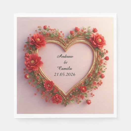 Goldener Rahmen für Hochzeiten Serviette (Vorderseite)