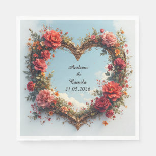 Goldener Rahmen für Hochzeiten Serviette