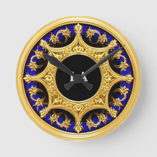Goldener Rahmen mit aufwendigen Details Runde Wanduhr
