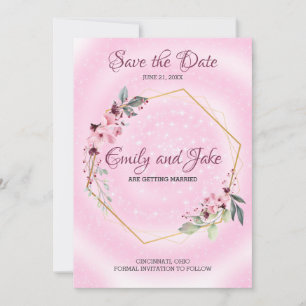 Goldener Rahmen mit Blume und Blätter Save The Date