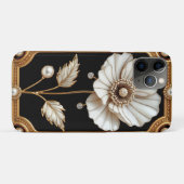 Goldener Rahmen mit Blumen- und Perlendesign Case-Mate iPhone Hülle (Rückseite (Horizontal))
