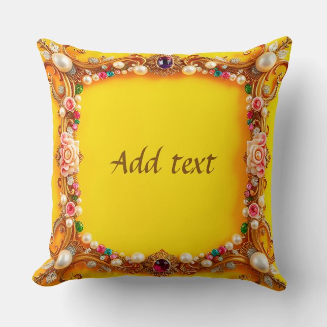 Goldener Rahmen mit Edelsteinen und Rose Kissen (Vorderseite)