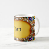 Goldener Rahmen mit eleganten Perlen Kaffeetasse (VorderseiteRechts)
