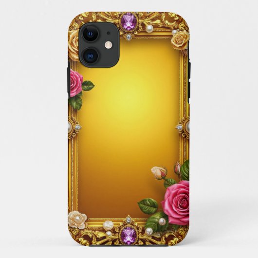 Goldener Rahmen mit eleganten Rose und Perlen Case-Mate iPhone Hülle (Rückseite)