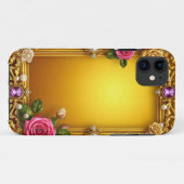 Goldener Rahmen mit eleganten Rose und Perlen Case-Mate iPhone Hülle (Rückseite (Horizontal))