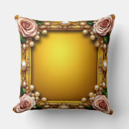Goldener Rahmen mit eleganten Rose und Perlen Kissen