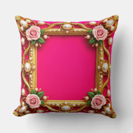 Goldener Rahmen mit eleganten Rose und Perlen Kissen