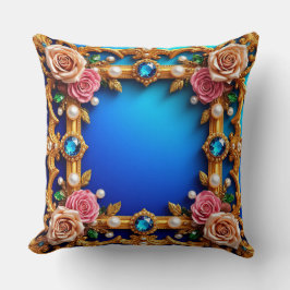 Goldener Rahmen mit eleganten Rose und Perlen Kissen