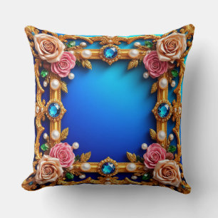 Goldener Rahmen mit eleganten Rose und Perlen Kissen