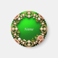 Goldener Rahmen mit eleganten Rose und Perlen