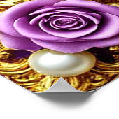 Goldener Rahmen mit eleganten Rose und Perlen Poster (Ecke)