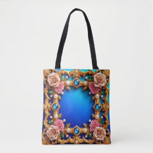 Goldener Rahmen mit eleganten Rosen und Perlen Tasche