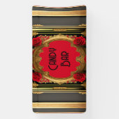 Goldener Rahmen mit rote Rosen, gotische Hochzeit Banner (Vertikal)