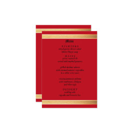 Goldener Rahmen mit rote Rosen, gotische Hochzeit Menükarte