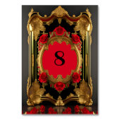 Goldener Rahmen mit rote Rosen, gotischer Stil Tischnummer (Rückseite)