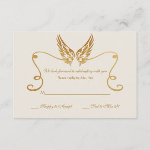 Goldener Rahmen mit Wing Response Card Einladung