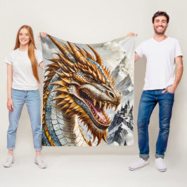 Goldener realistischer Drache Fleecedecke