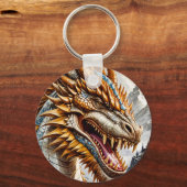 Goldener realistischer Drache Schlüsselanhänger (Vorderseite)