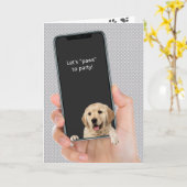 Goldener Retrier auf Handy Geburtstag Karte (Gelbe Blume)
