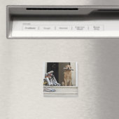 Goldener Retriethund sitzend vor der Tür Magnet (In Situ (Geschirrspüler))