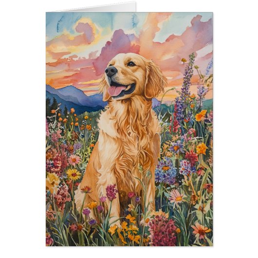 Goldener Retriever - 5 Zoll x 7 Zoll Kunstkarte (Vorne)