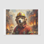 Goldener Retriever als Feuerwehrmann - Seidenpapier (Vorderseite)