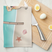 Goldener Retriever an einem tropischen Sommerstran Geschirrtuch (Viertel Falte)