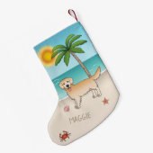 Goldener Retriever an einem tropischen Sommerstran Kleiner Weihnachtsstrumpf (Rückseite (Hängend))
