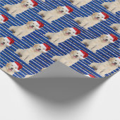 Goldener Retriever auf dem Glitzer Streifen Geschenkpapier (Ecke)