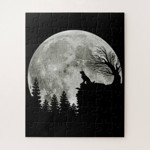 Goldener Retriever auf dem heiligen Halloween-Mond Puzzle