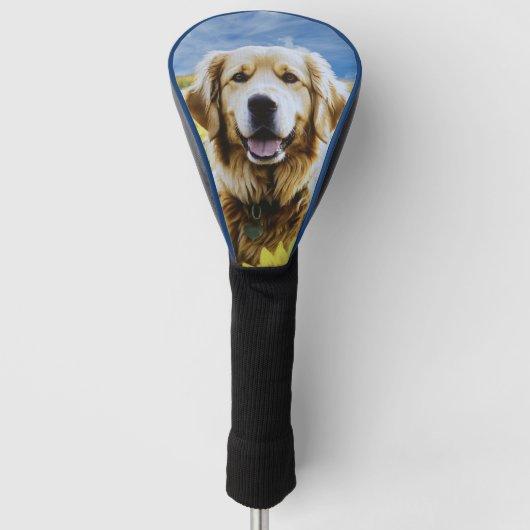 Goldener Retriever auf dem Sonnenblumenfeld Golf Headcover (Vorderseite)