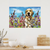 Goldener Retriever auf einer Wiese von Snapdragons Poster (Küche)