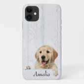 Goldener Retriever auf weißem Holz Case-Mate iPhone Hülle (Rückseite)