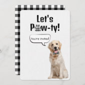 Goldener Retriever auf weißem Party Einladung (Vorne/Hinten)