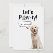 Goldener Retriever auf weißem Party Einladung (Vorderseite)