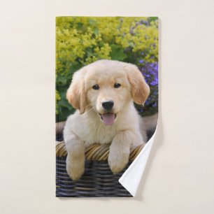 Goldener Retriever-Baby-Hundewelpen-lustiges Badhandtuch Set